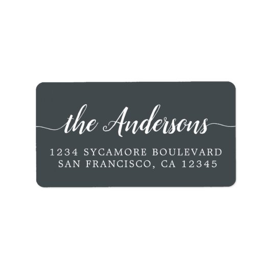 Étiquette Off-Black Script Family Return Address Label (Devant)