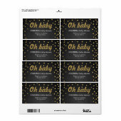 Étiquette Oh Baby Gold Confetti Chalkboard Bouteille d'eau (Feuille entière)