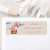 Étiquette Oh Baby shower rose (En situation)