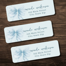 Oh Boy Blue Watercolor Bow Baby Shower address