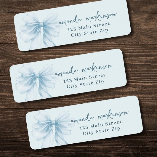 Étiquette Oh Boy Blue Watercolor Bow Baby Shower address