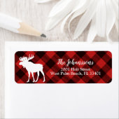 Étiquette Oie et buffle Noël rouge et noir plat (En situation)