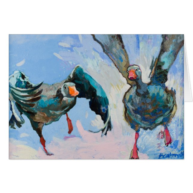 Étiquette ! Oies jouant des jeux personnalisables (Devant horizontal)