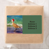 Étiquette Oiseau aquatique à Santa Hat sur la plage Adresse  (En situation)