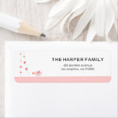 Étiquette Oiseau au coeur Saint Valentin (En situation)