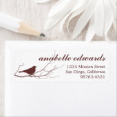 Étiquette oiseau Brown sur la branche adresse de retour pers (En situation)