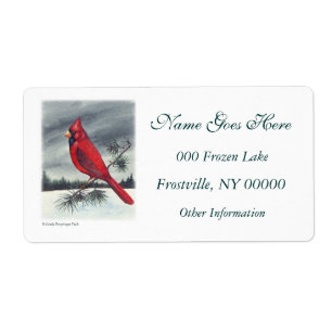 Étiquette Oiseau cardinal rouge laissé