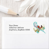 Étiquette Oiseau ~ Chanson Rouge Oiseau assis sur la branche (En situation)