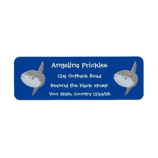 Étiquette Oiseau de mer mola mola mignonne caricature (Devant)