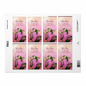 Étiquette OISEAU DE PRINTEMPS ET FLEURS D'ARBRE rose Fuchsia (Feuille entière)