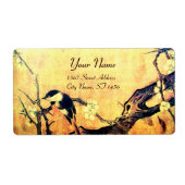 Étiquette OISEAU DE PRINTEMPS ET FLEURS JAUNE Brown (Devant)