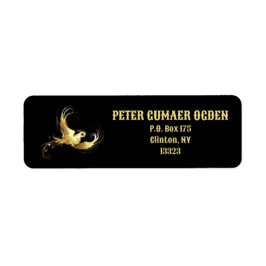 Étiquette Oiseau d'or sur Arrière - plan noir (Devant)
