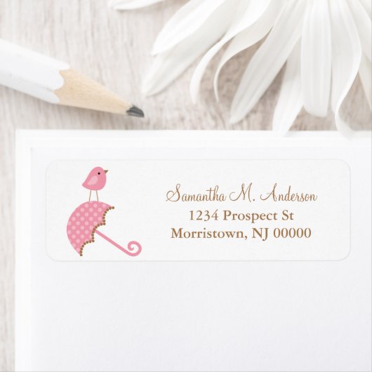 Étiquette Oiseau rose mignon (En situation)