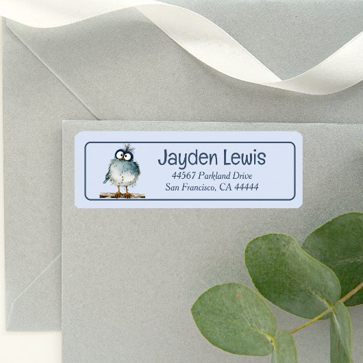 Étiquette Oiseau Whimsical Sur Une Branche Adresse De Retour