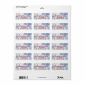 Étiquette Oiseaux cardinaux rouges Arbres enneigés de Noël (Feuille entière)