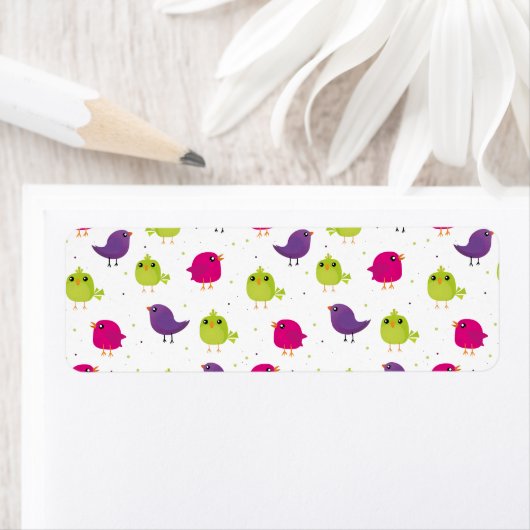 Étiquette Oiseaux colorés mignons (En situation)