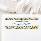 Étiquette Oiseaux de Noël et Feuilles (En situation)