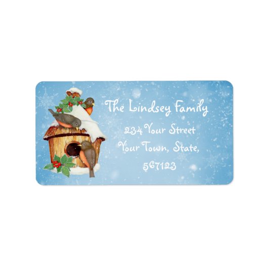 Étiquette Oiseaux d'hiver et maison d'oiseaux (Devant)