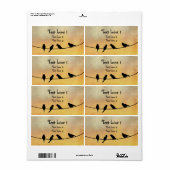 Étiquette Oiseaux sur fil (Feuille entière)