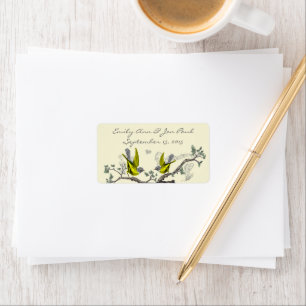 Étiquette Oiseaux Vintage Jaune & Gris Adresse RSVP