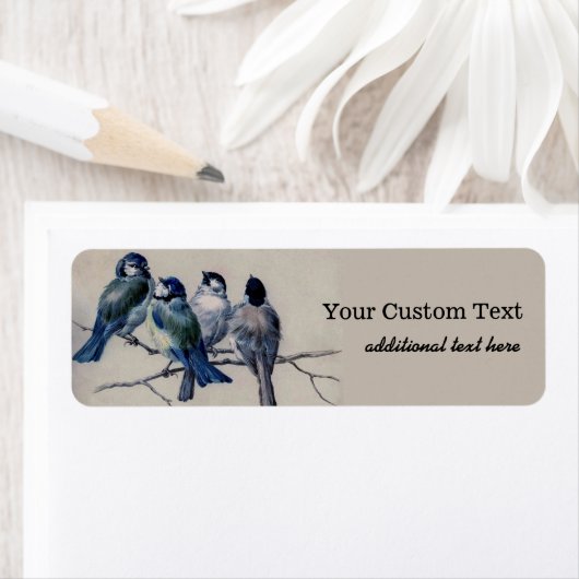 Étiquette Oiseaux vintages de boules (En situation)