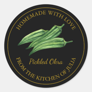 Étiquette Okra Picked Gold fait maison Noir