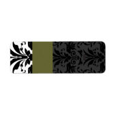 Étiquette Olive & Black Bumble Bee Damask Adresse (Devant)