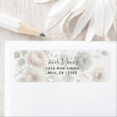 Étiquette Olive et Mariage floral rose pâle (En situation)