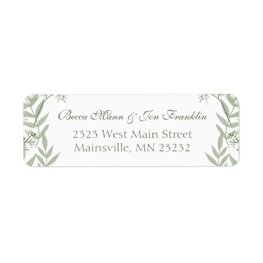 Étiquette Olive Green Mariage Vintage retour Adresse Lab (Devant)