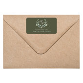 Étiquette Olive Green Monogram Wedding Return Address