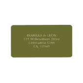 Étiquette Olive Green | Simple Wedding Address (Devant)