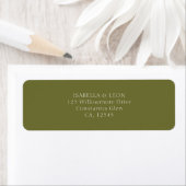 Étiquette Olive Green | Simple Wedding Return Address (En situation)