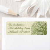 Étiquette Olive Swirl Whimsical Tree Retourner l'adresse Éti (En situation)
