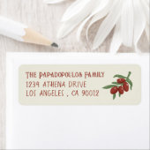 Étiquette Olives rouges sur une branche Adresse de retour ja (En situation)