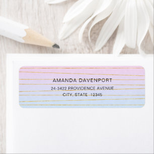 Étiquette Ombre bleu rose avec adresse Gold Lines