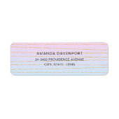 Étiquette Ombre bleu rose avec adresse Gold Lines (Devant)