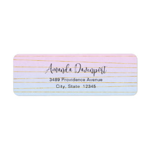 Étiquette Ombre bleu rose avec adresse Gold Lines
