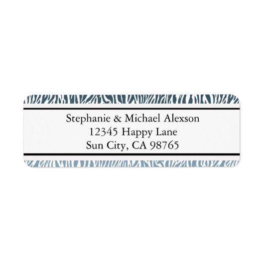 Étiquette Ombre d'impression Wild Blue Zebra (Devant)