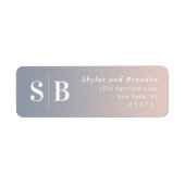 Étiquette Ombre Dusty Mariage bleu et rose Adresse de retour (Devant)