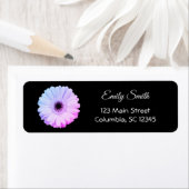 Étiquette Ombre Gerbera Daisy en noir | Adresse de retour (En situation)