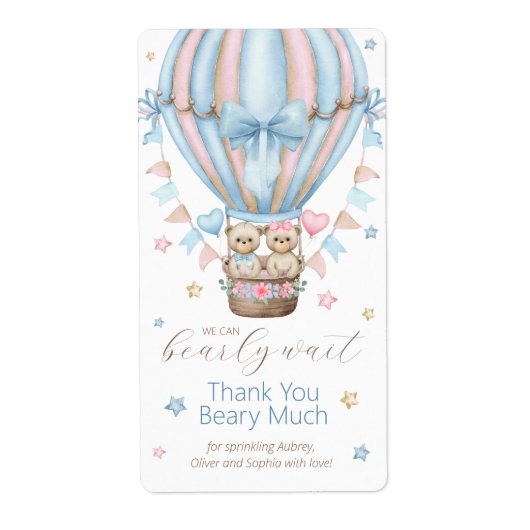 Étiquette On peut attendre un garçon fille jumeaux Merci (Devant)