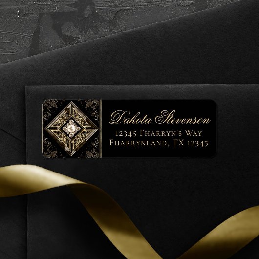 Étiquette Opulence ornée | Adresse de bijoux Noir et Or
