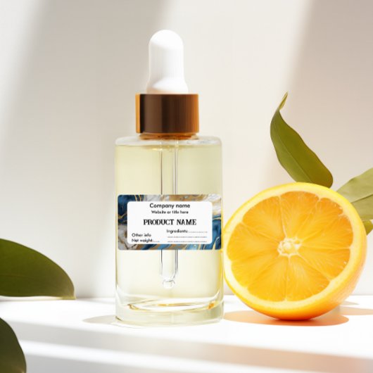 Étiquette Or bleu et marbre blanc