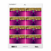 Étiquette Or bling & magenta (Feuille entière)
