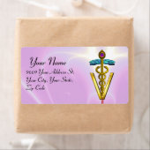 Étiquette OR CADUCEUS SYMBOLE VÉTÉRINAIRE Pink Lilac (En situation)