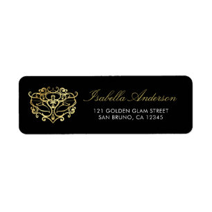 Étiquette Or élégant et fête noire de mascarade