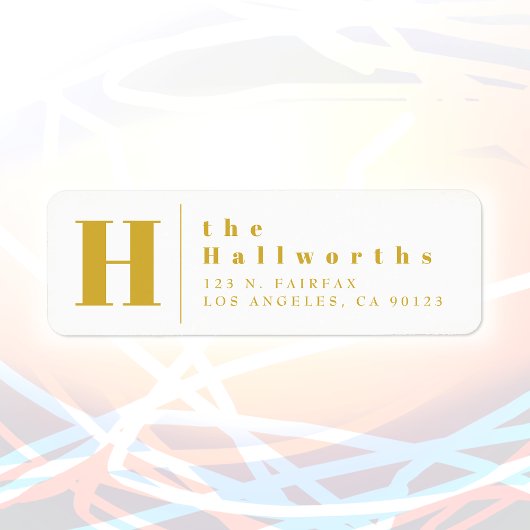 Étiquette Or et blanc | Adresse de retour en gras moderne