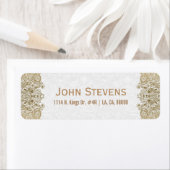 Étiquette Or Et Blanc Floral Paisley Lace (En situation)