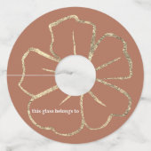 Étiquette or et Terracotta Vin Floral Verre (Devant)