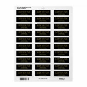 Étiquette or noir bonheur nouvelle année (Feuille entière)